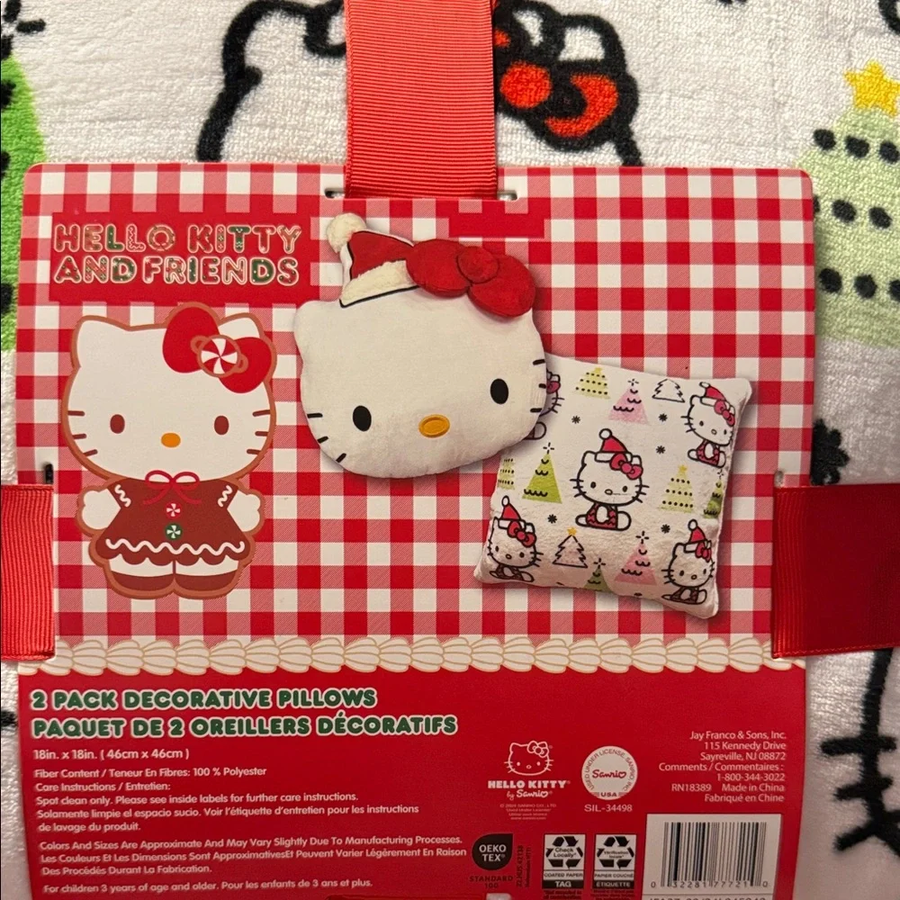 ADORABLE SET - 2 pack decorative pillow set! Hello Kitty Festive Pillows!